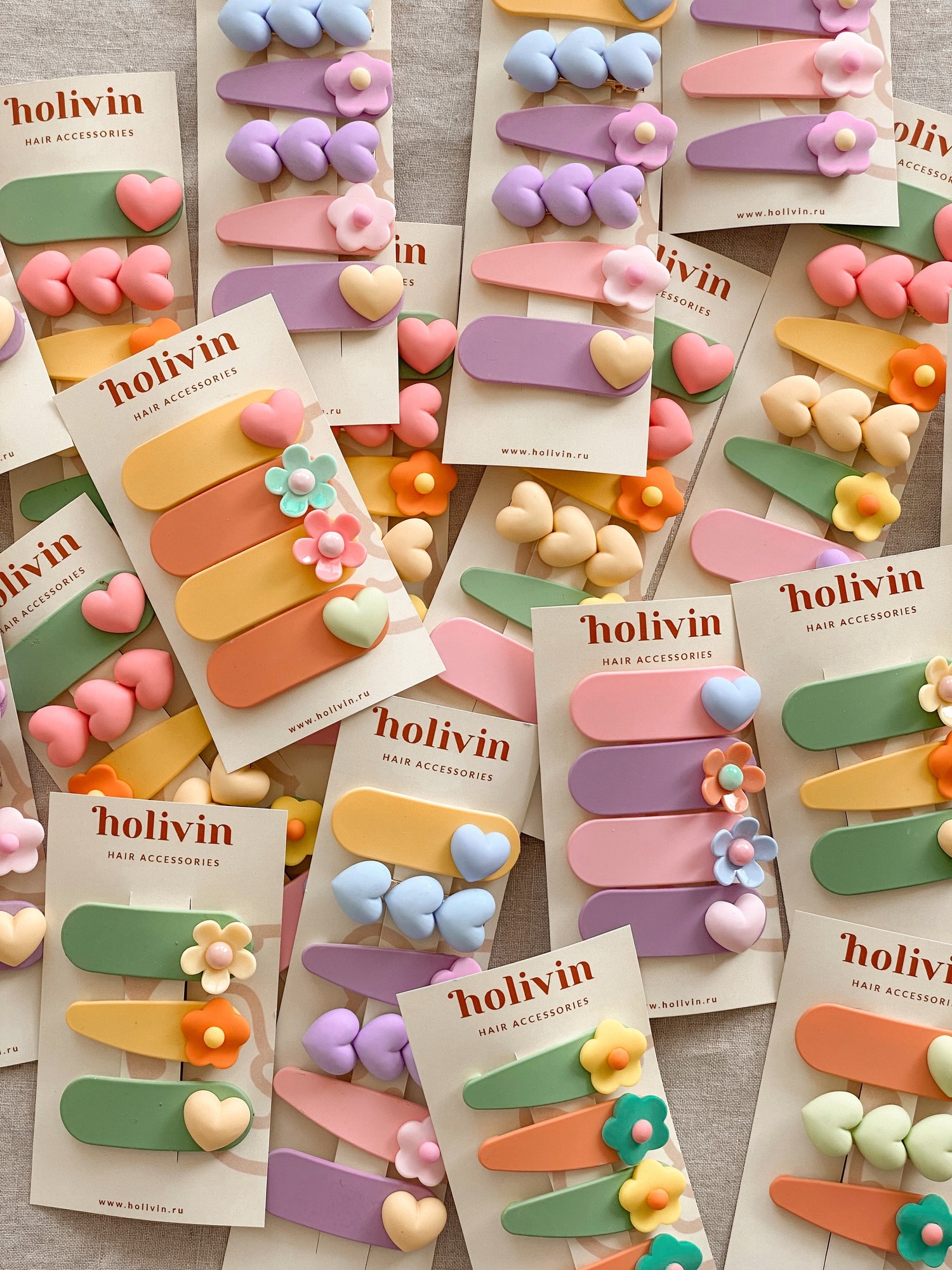 Набор из 3-х заколок для волос "Зеленый Цветок" HOLIVIN