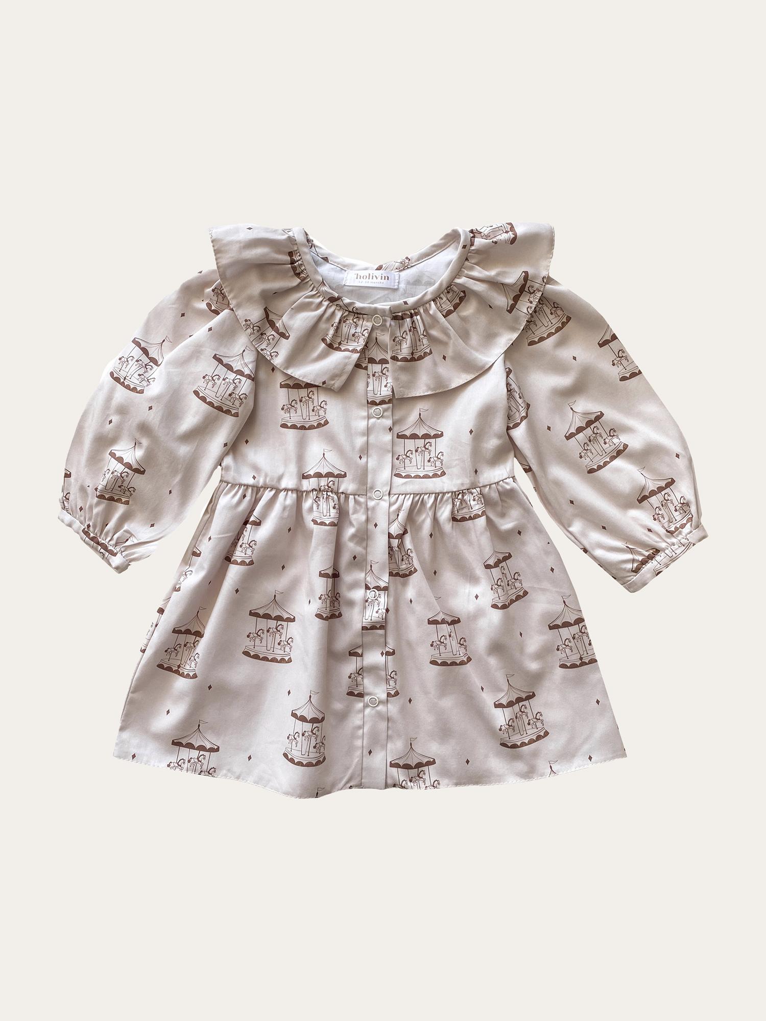 Платье с воротником в принте "Карусель"