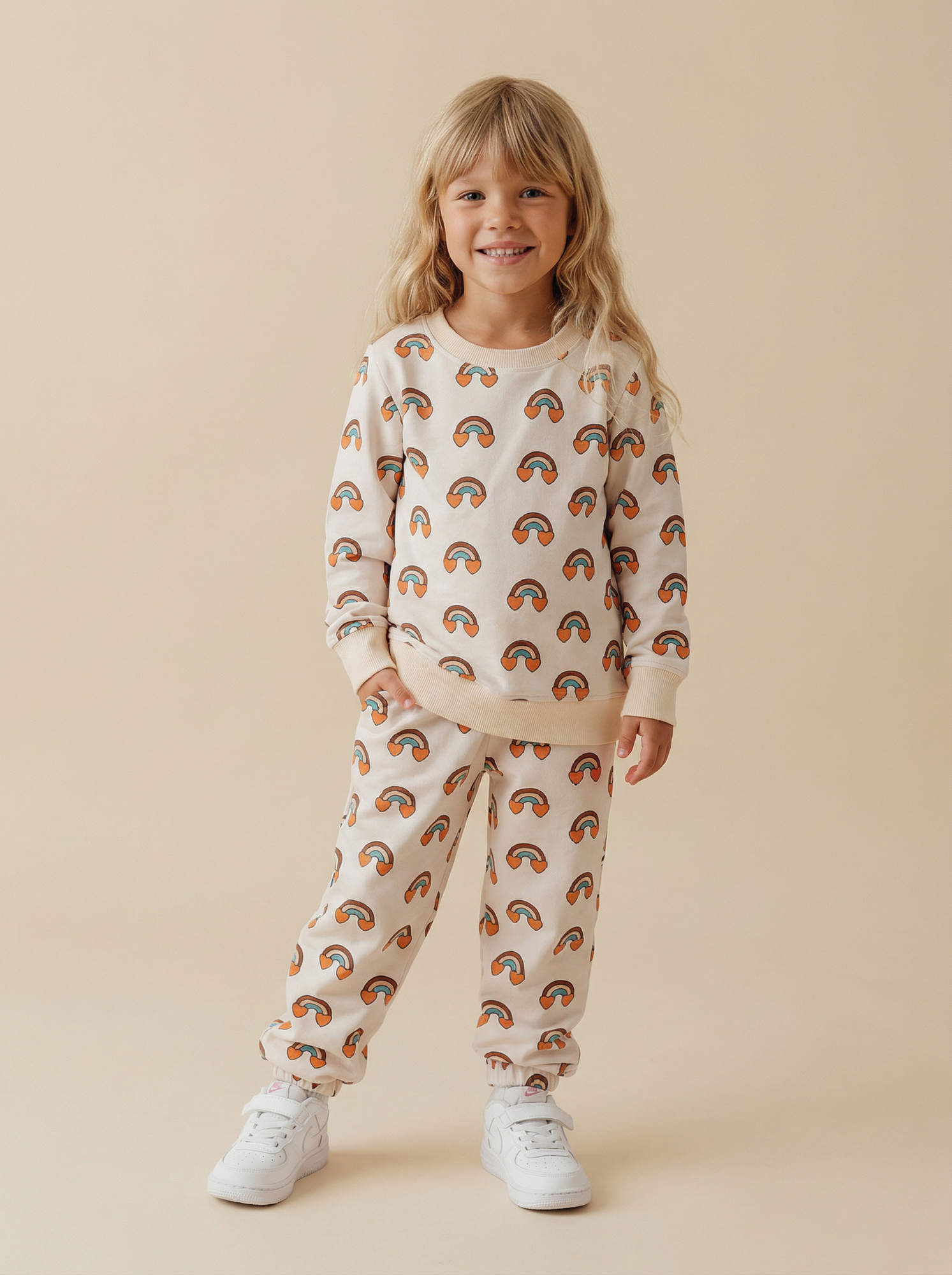 Костюм из футера в принте "Радуга"