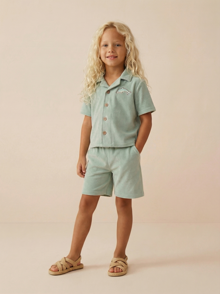 Костюм из велюра с вышивкой "Дельфин"