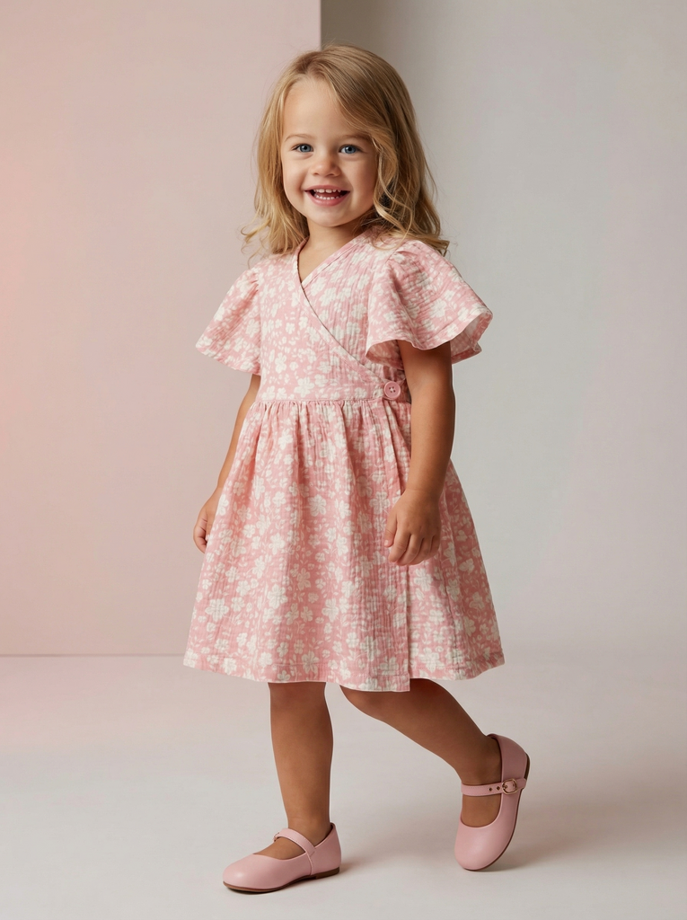 Платье из жатого хлопка "Тропические цветы"