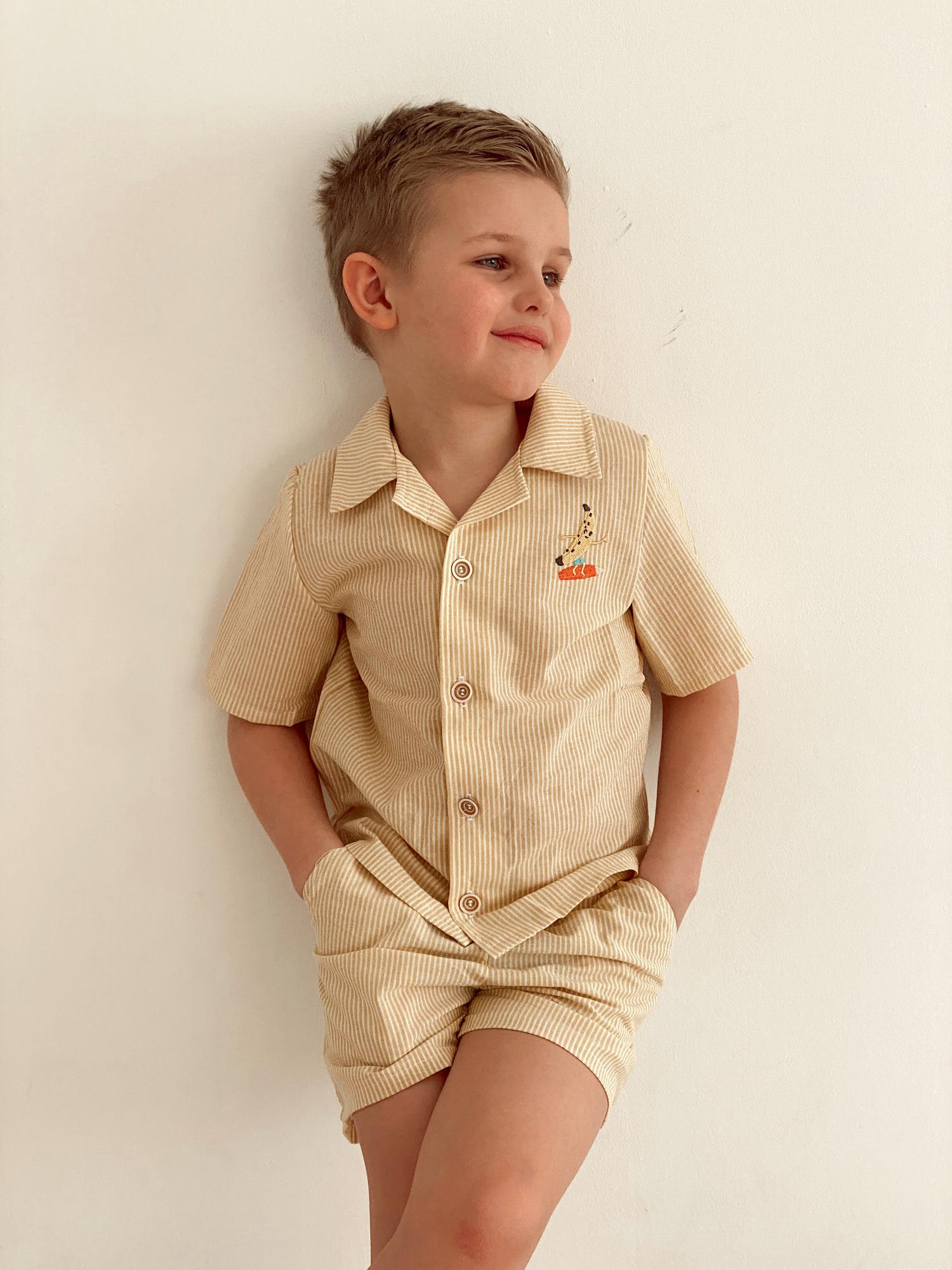 Костюм из варёного хлопка с вышивкой (желтый)