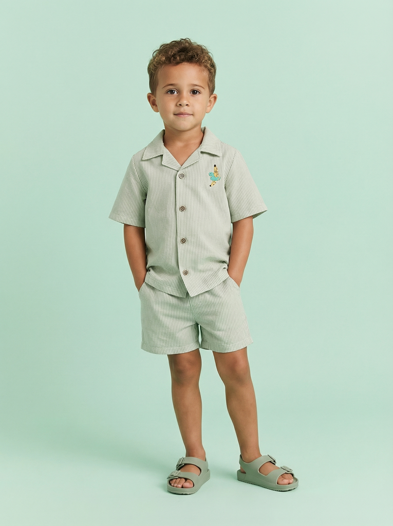 Костюм из варёного хлопка с вышивкой (мятный)