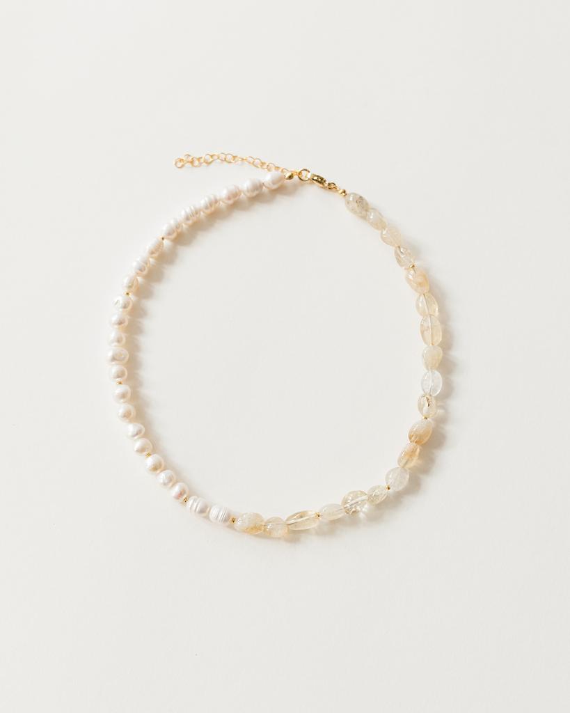 Чокер из жемчуга и цитрина