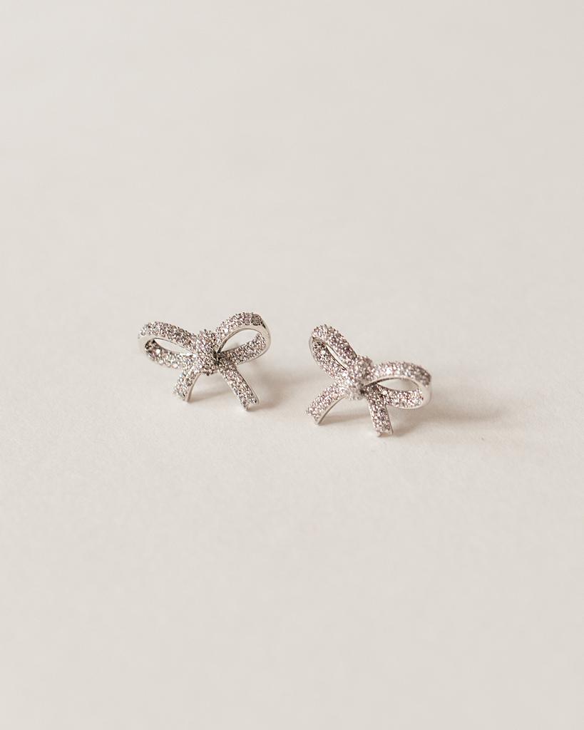 Серьги бантики с фианитами