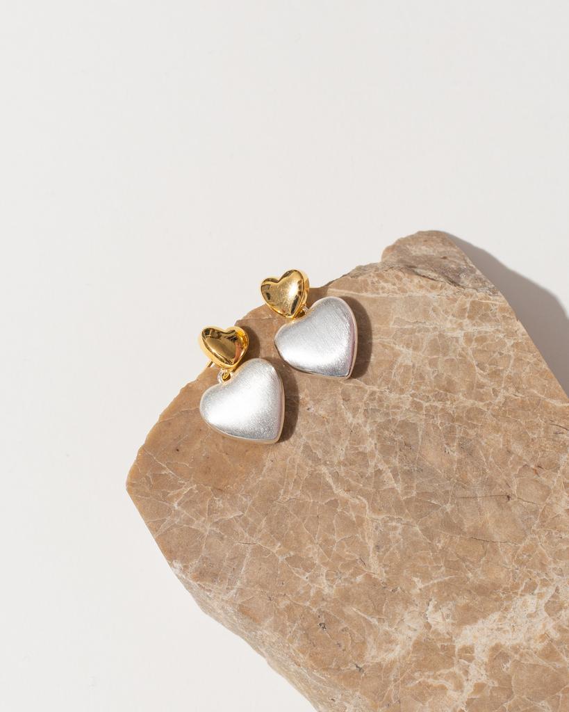 Серьги двойные сердечки