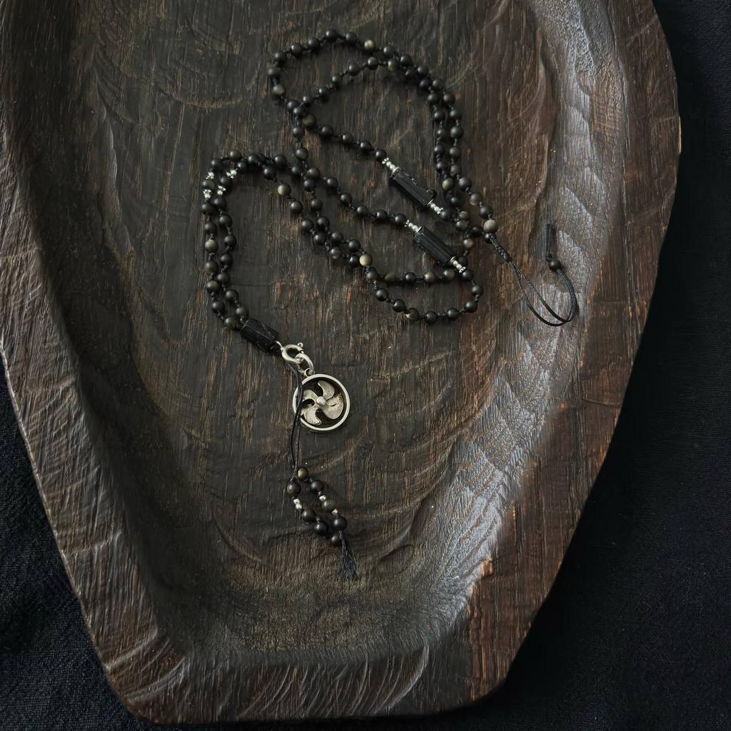 мала из золотистого обсидиана и черного турмалина