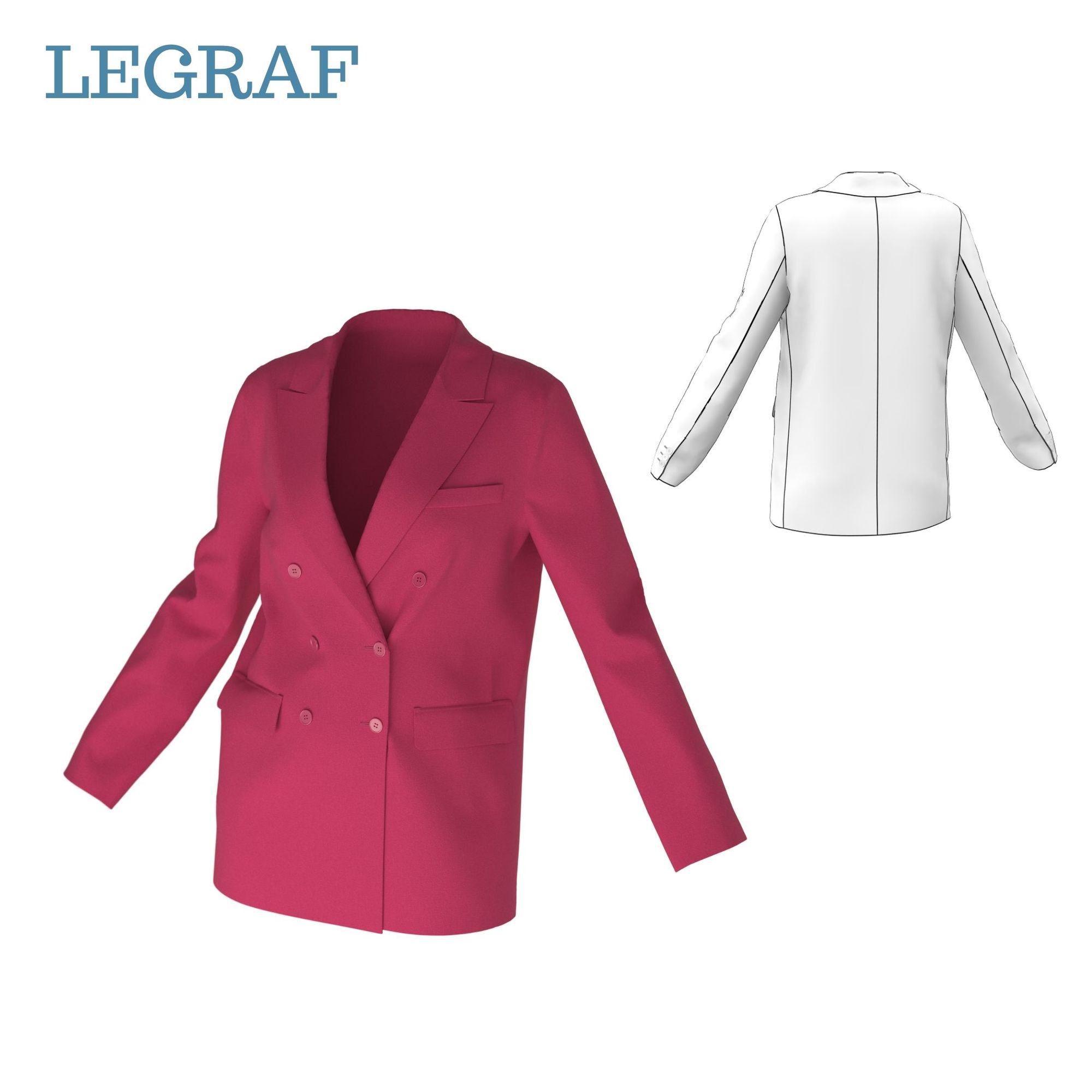 Выкройка двубортного жакета W_038