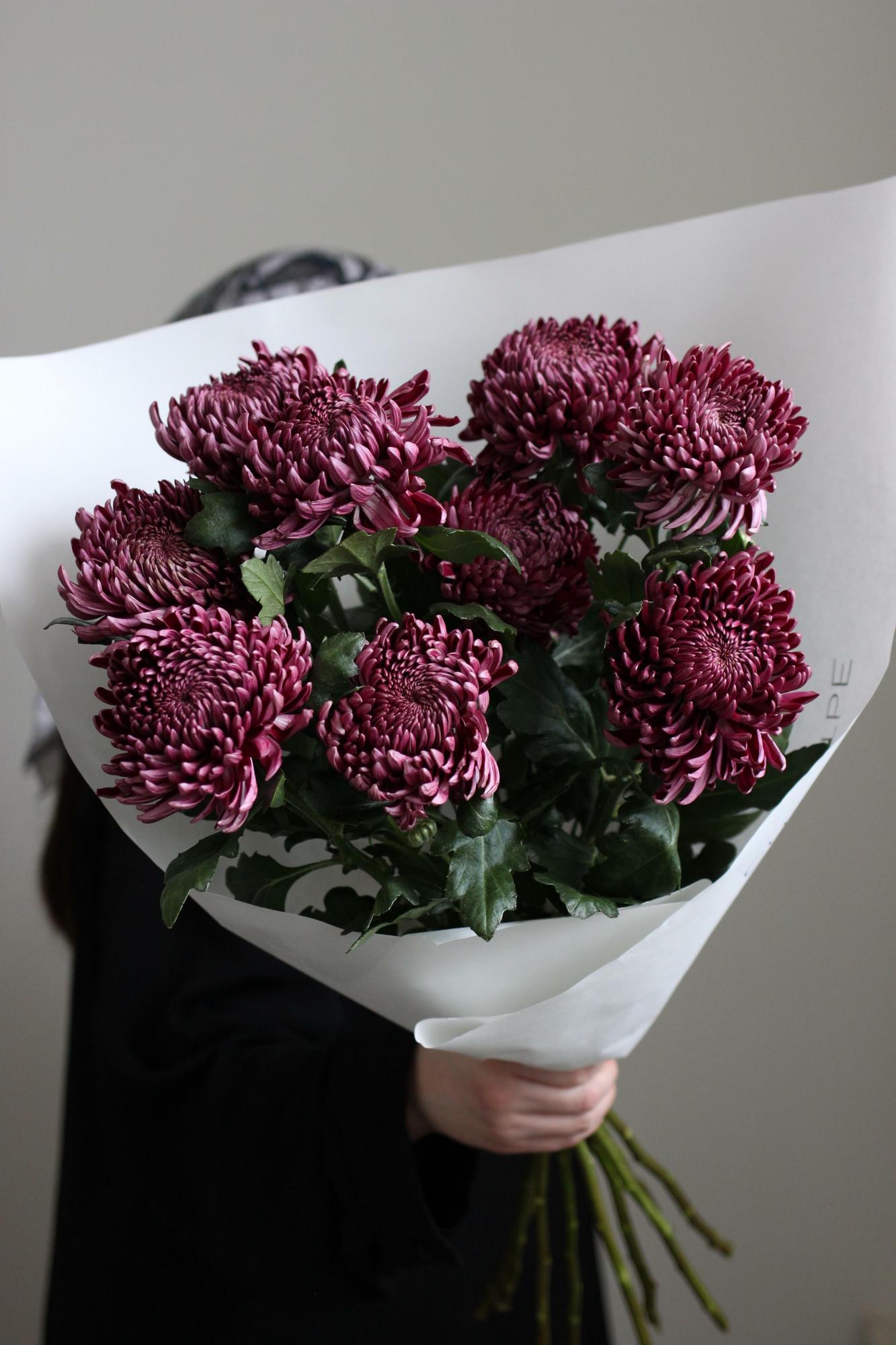 Монобукет хризантем бигуди