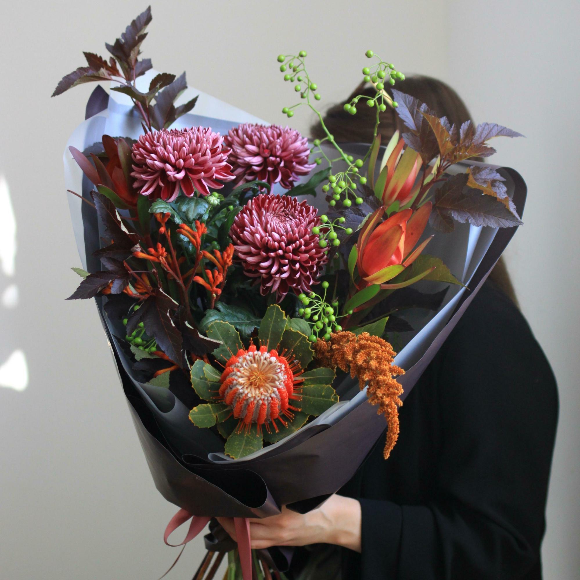 Букет макси  в винных оттенках