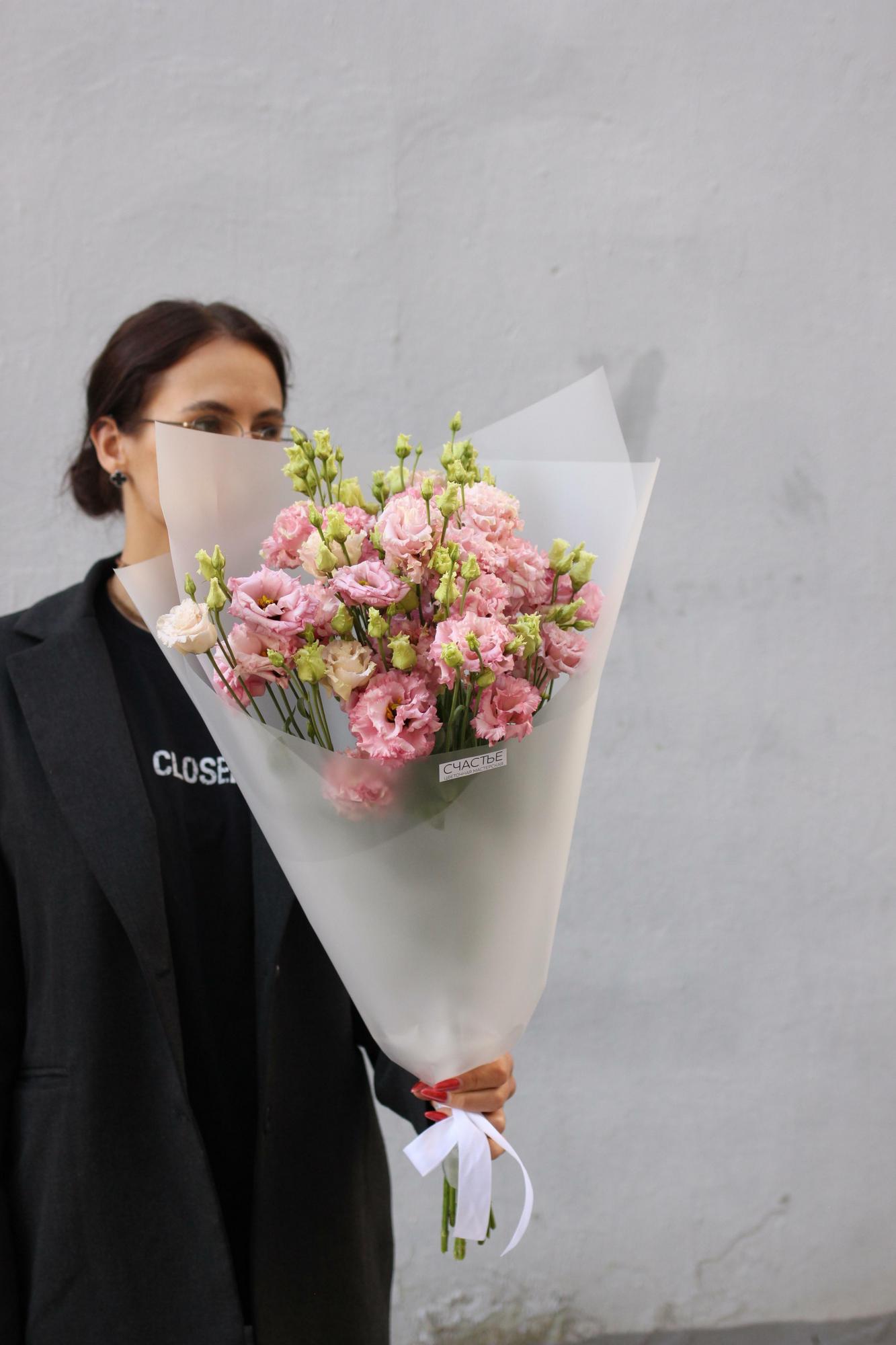 Монобукет розовой эустомы