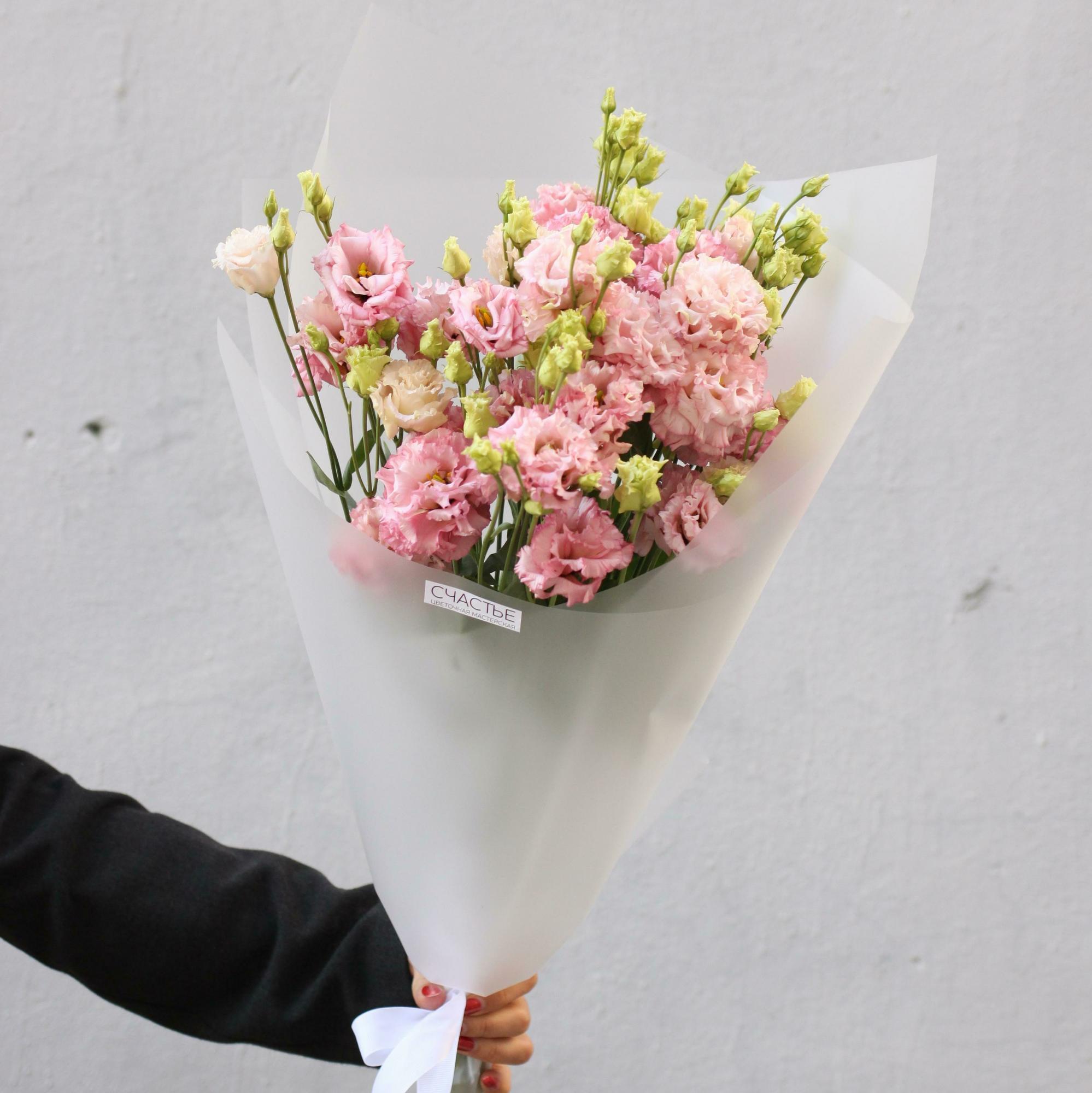 Монобукет розовой эустомы