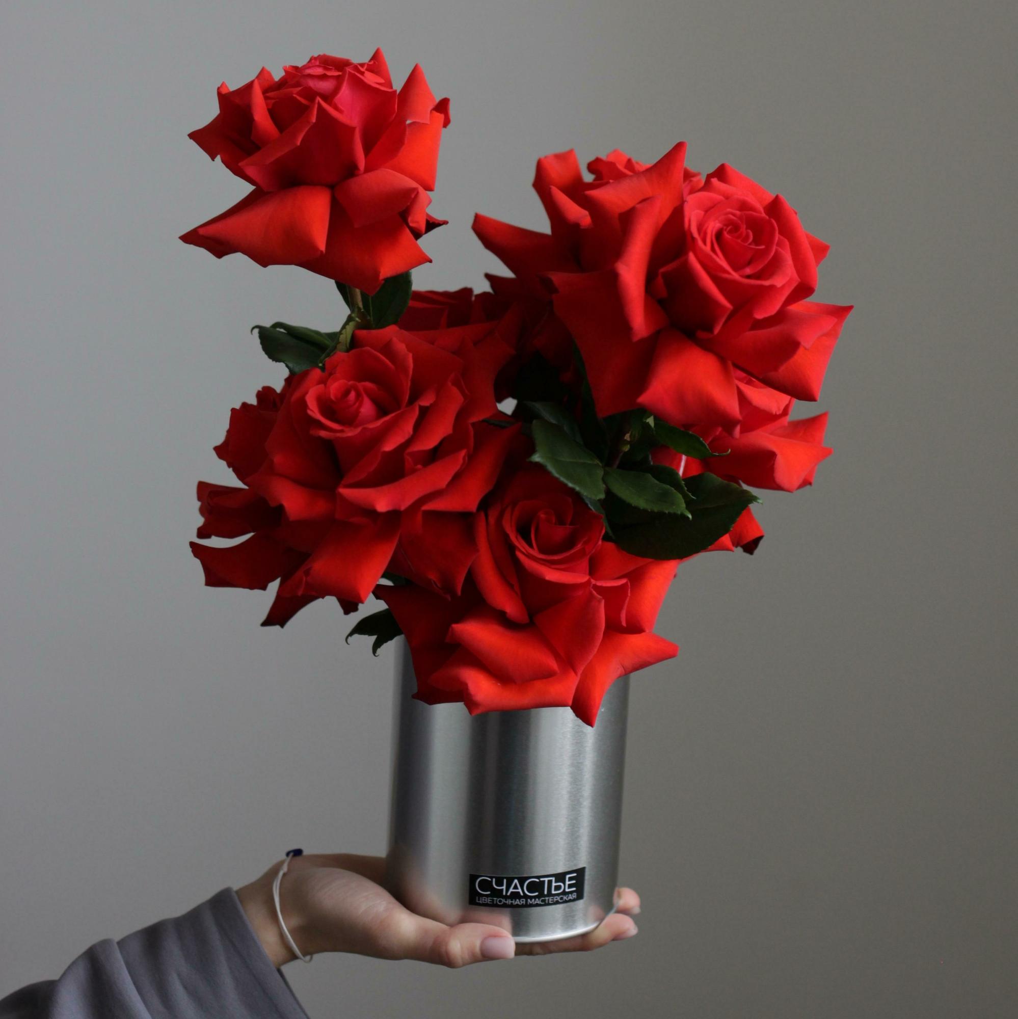 Розы Нина в металлической банке S