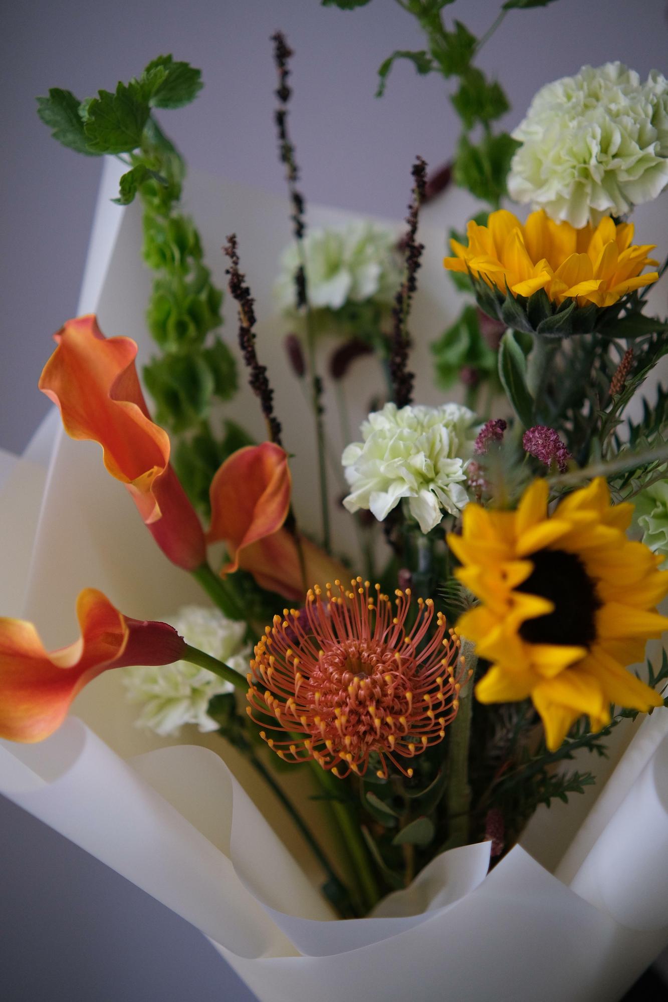 Осенний букет в желто-зеленой гамме