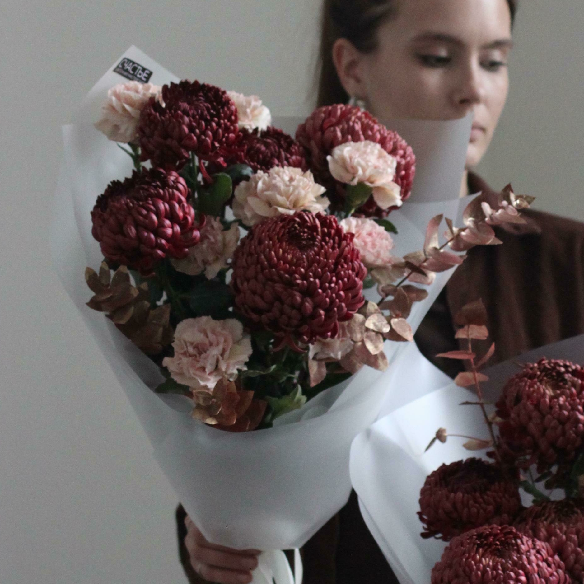 Карамельно -бордовый дуобукет