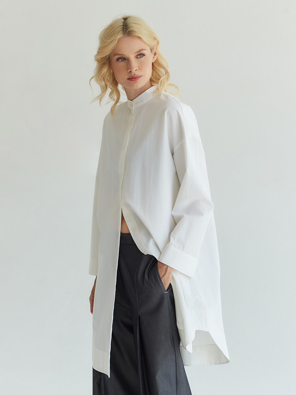 Рубашка удлинённая без воротника