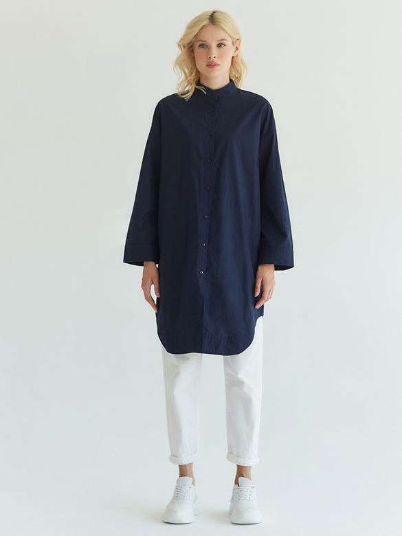 Рубашка удлиненная без воротника