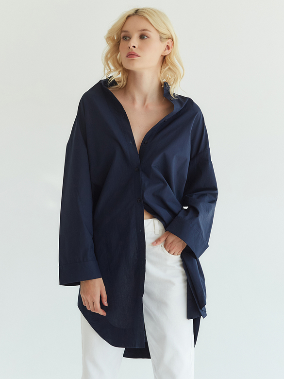 Рубашка удлиненная без воротника