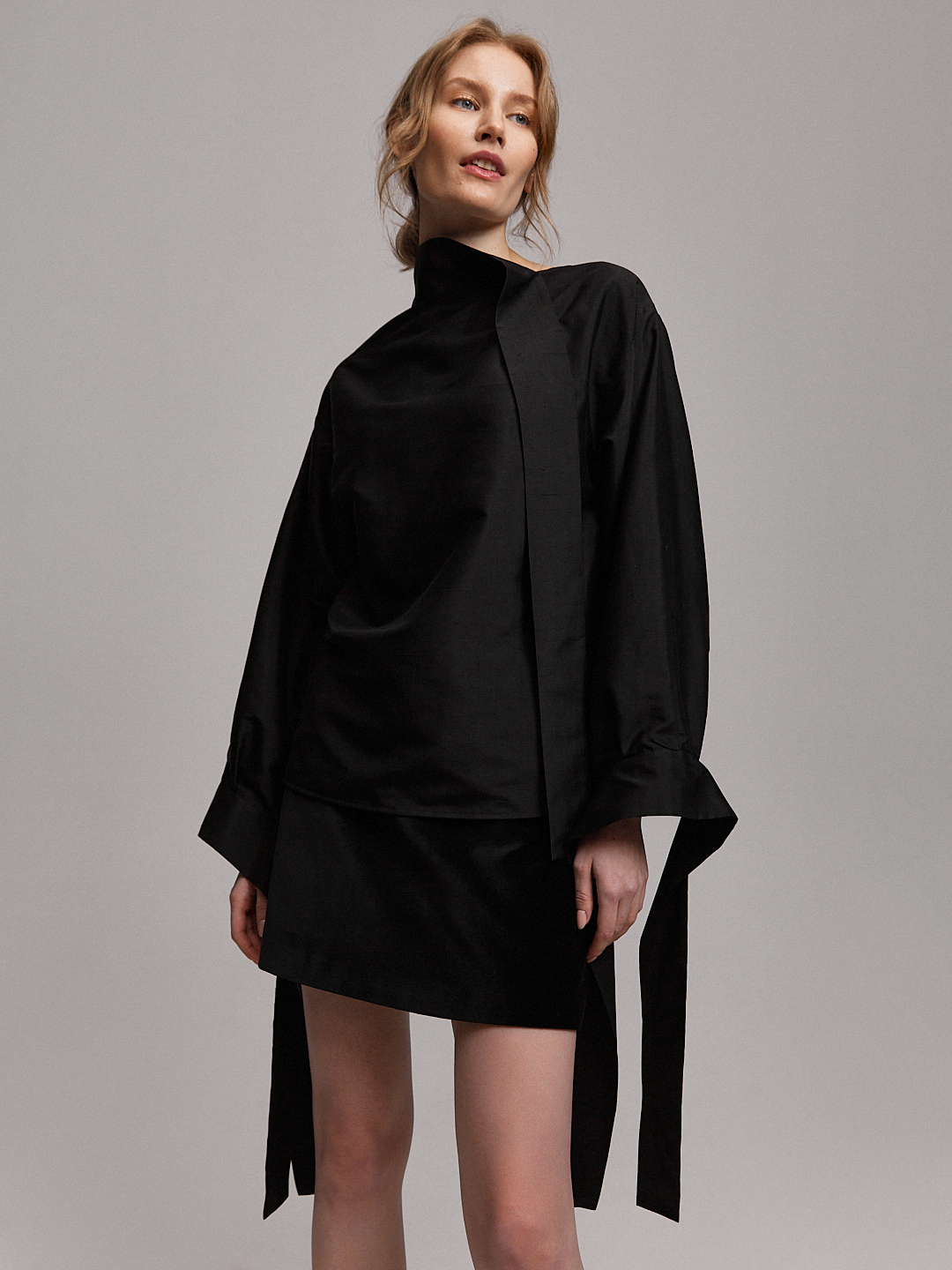 Блуза из шелка шантунг с лентами