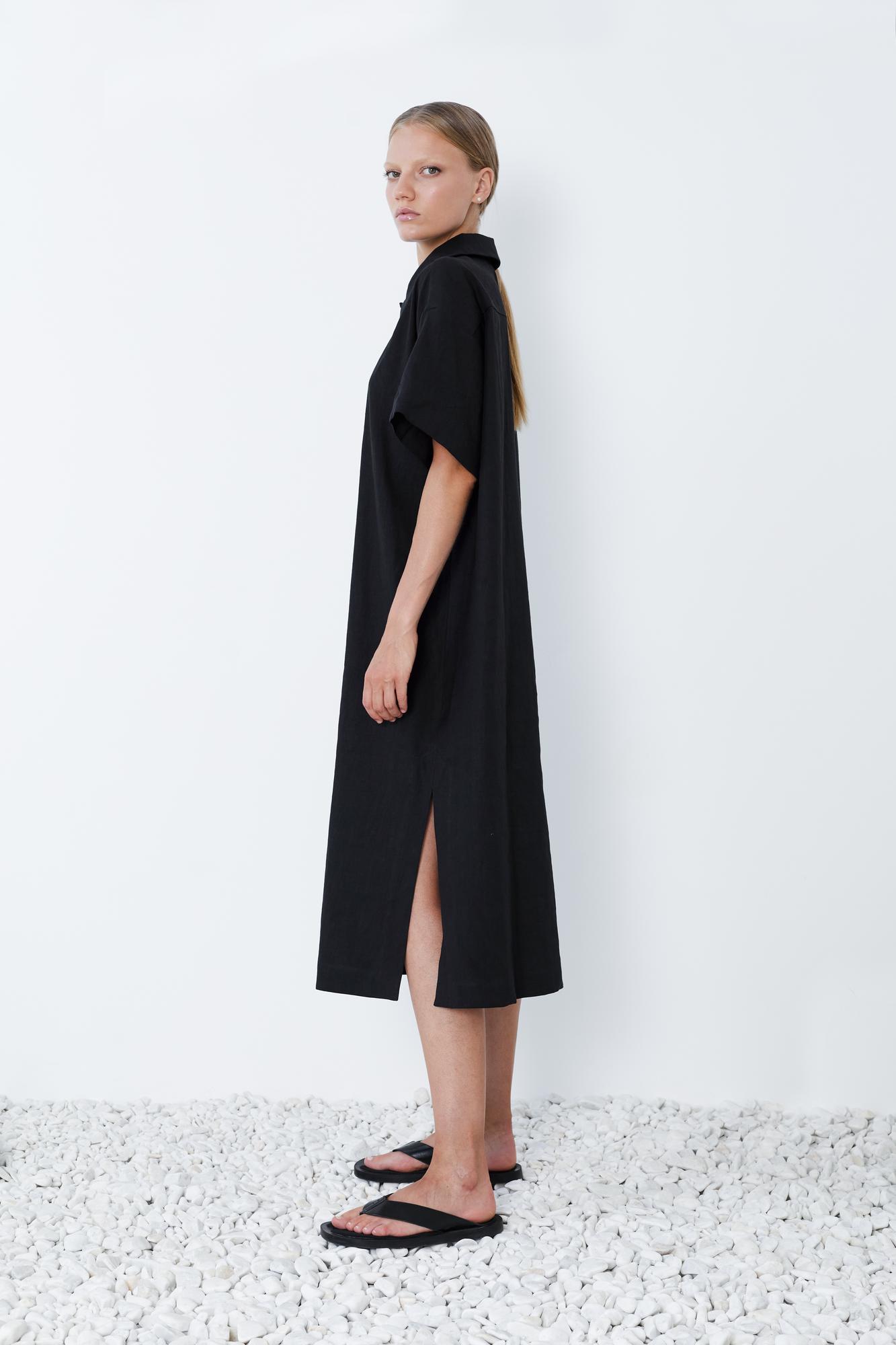 Платье-рубашка с короткими рукавами