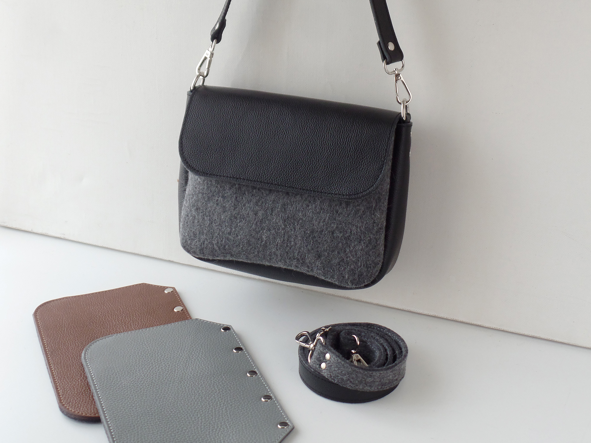 Сумка на плечо графит со сменными клапанами