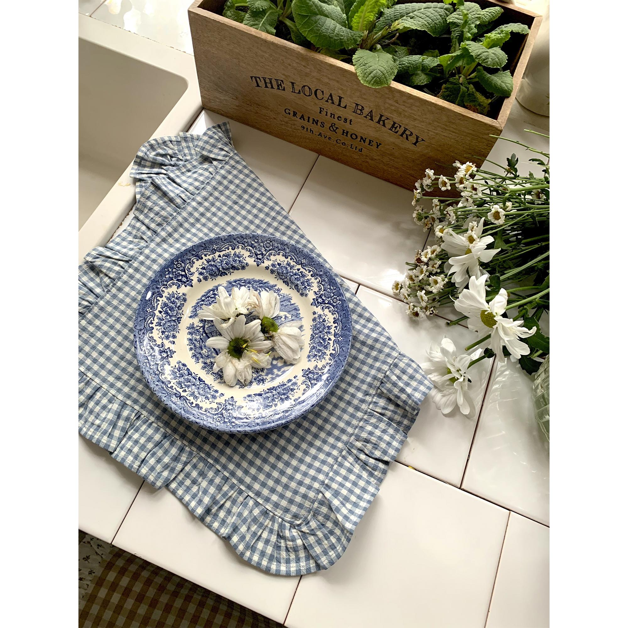 Салфетка-плейсмат с рюшей LITTLE BLUE GRID