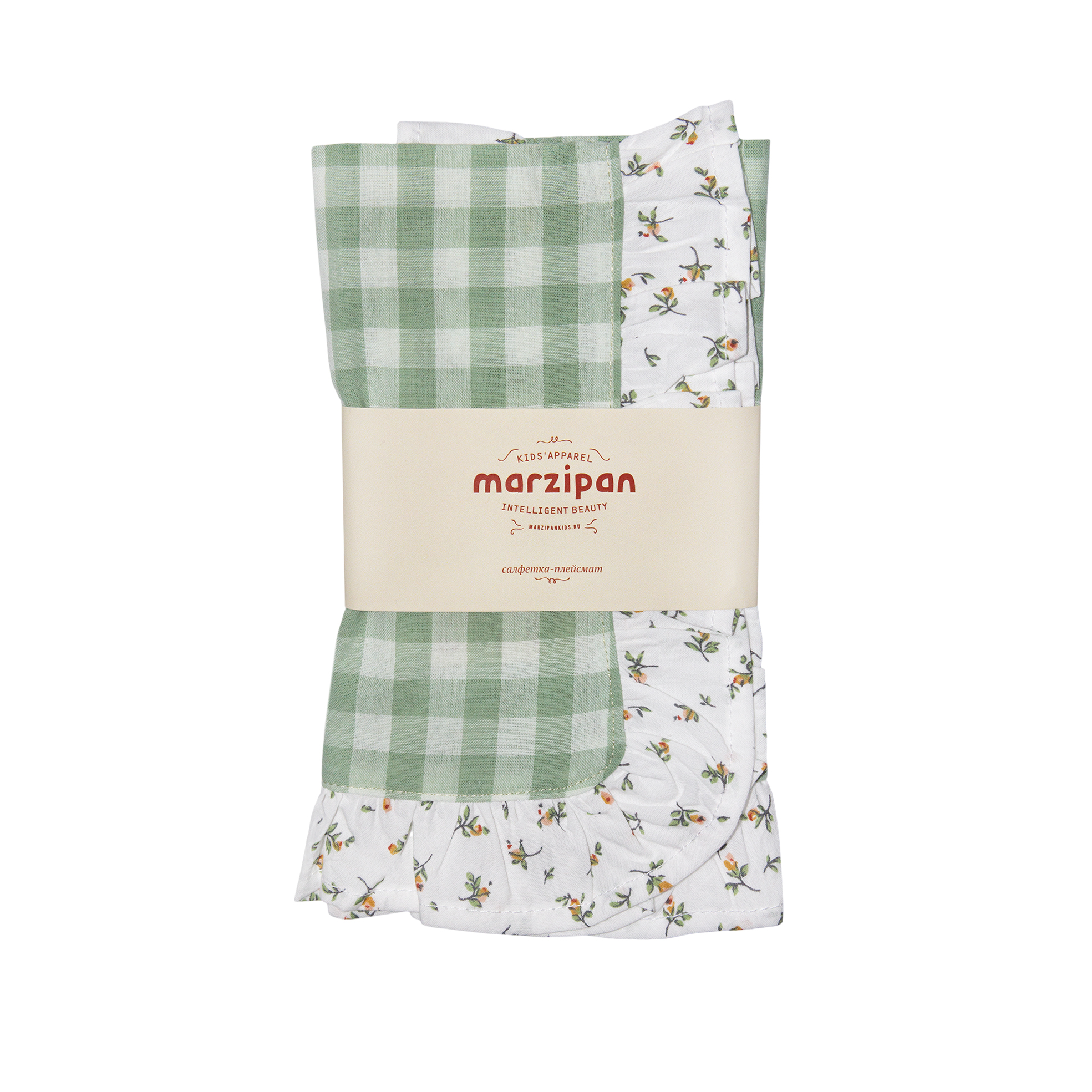 Салфетка-плейсмат с рюшей VICHY GREEN