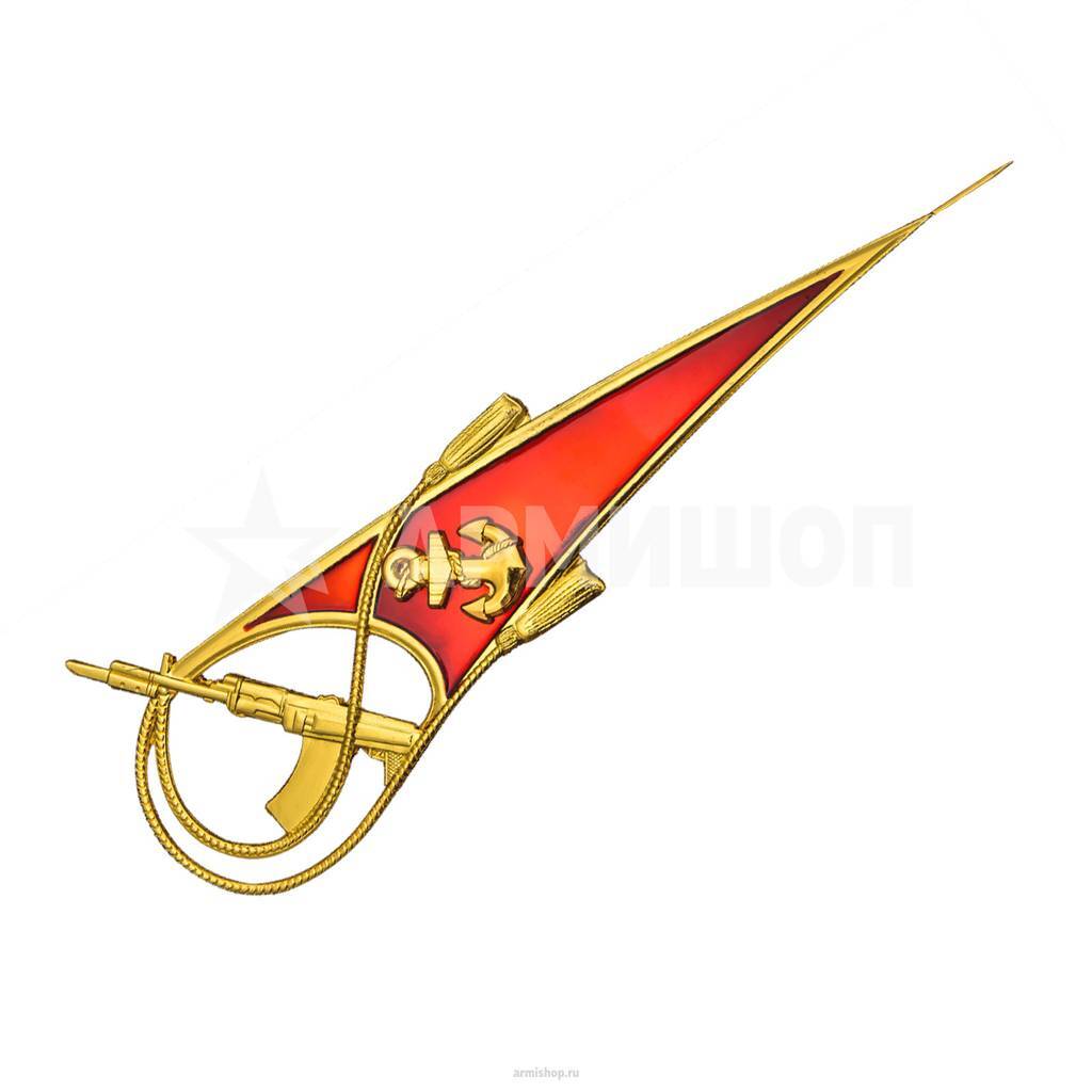 Уголок на берет Морской пехоты с автоматом. Красный