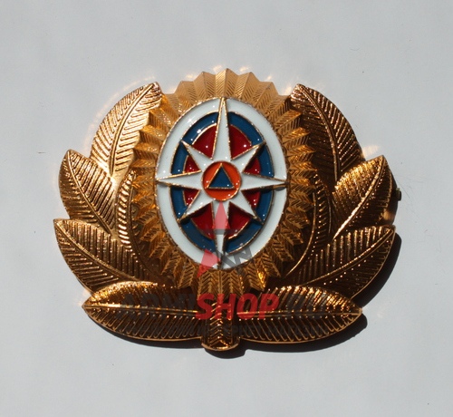 Кокарда МЧС (в венке) металлическая, золотая