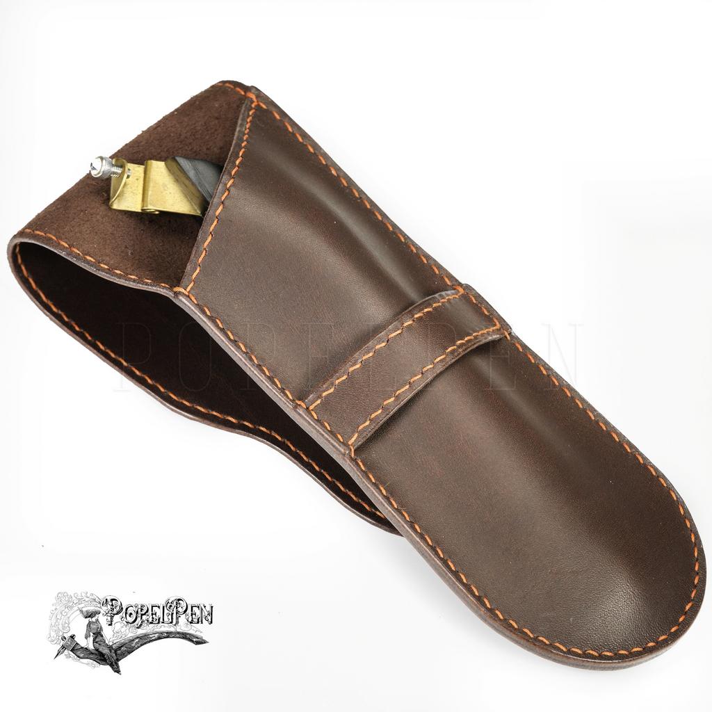 Кожаный пенал для холдера. BRAUN. с клапаном