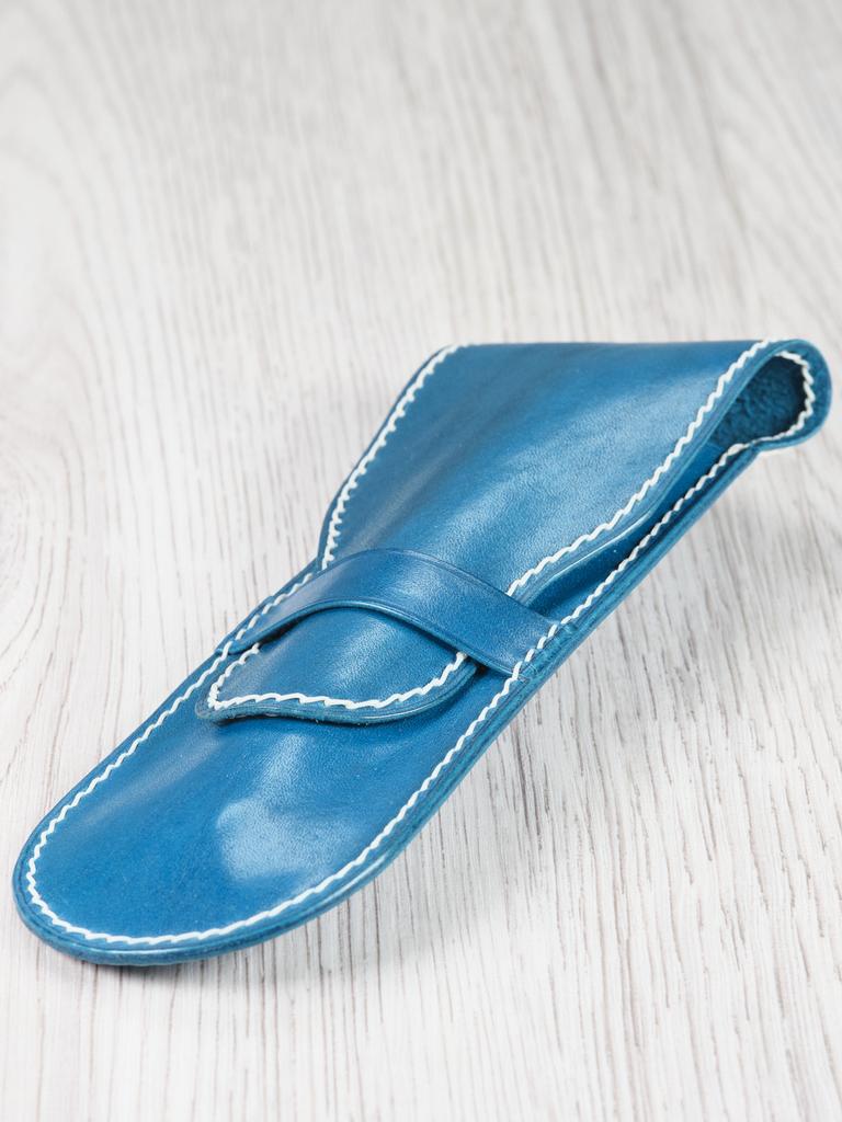 Кожаный пенал для холдера. Ocean Blue. с клапаном