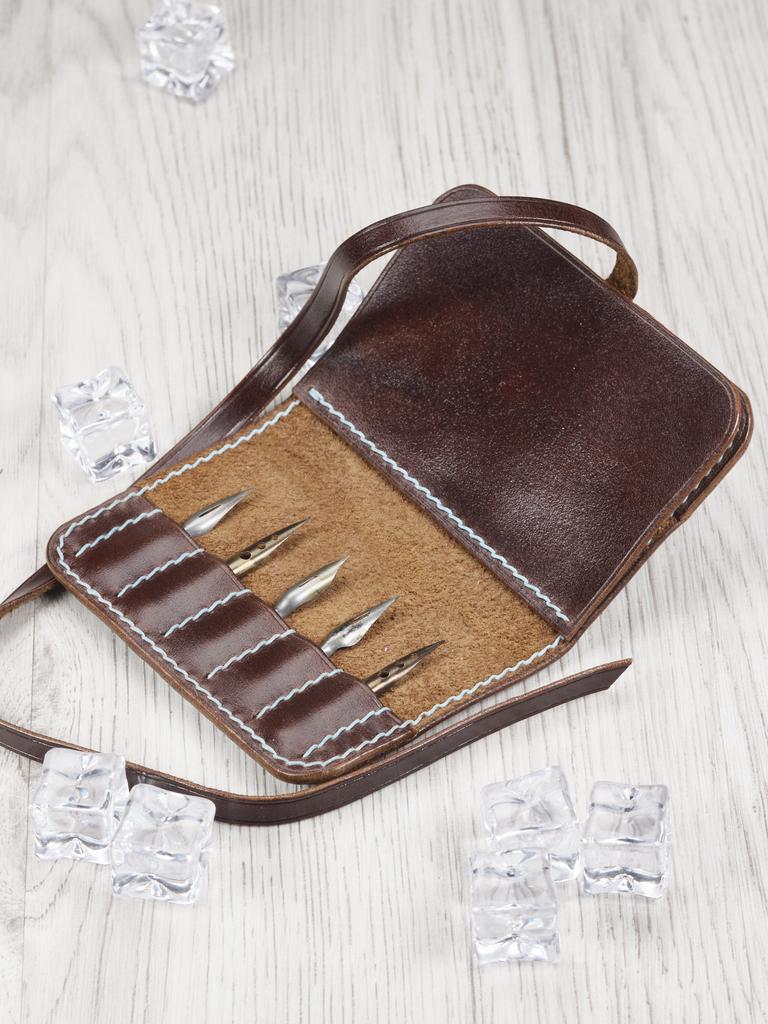 Кожаный пенал для перьев "Cognac Italy"