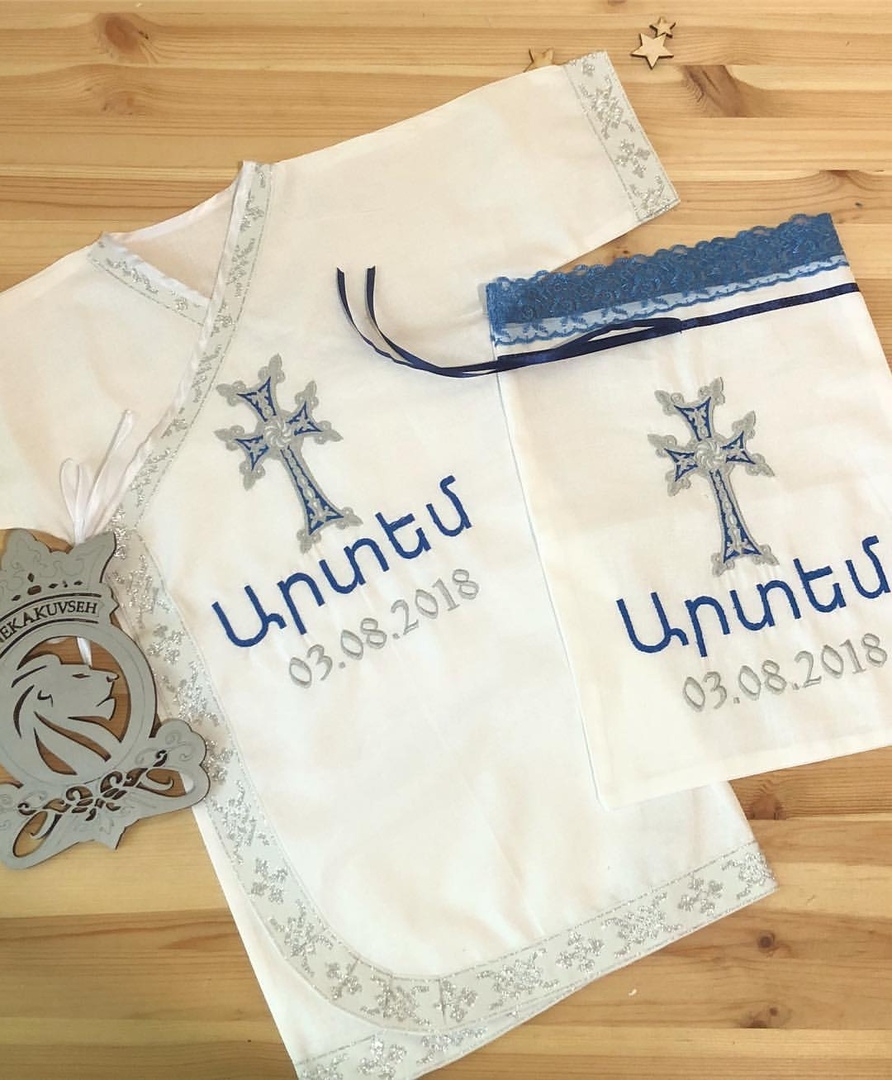 Именная крестильная рубашка "Армянский крест"