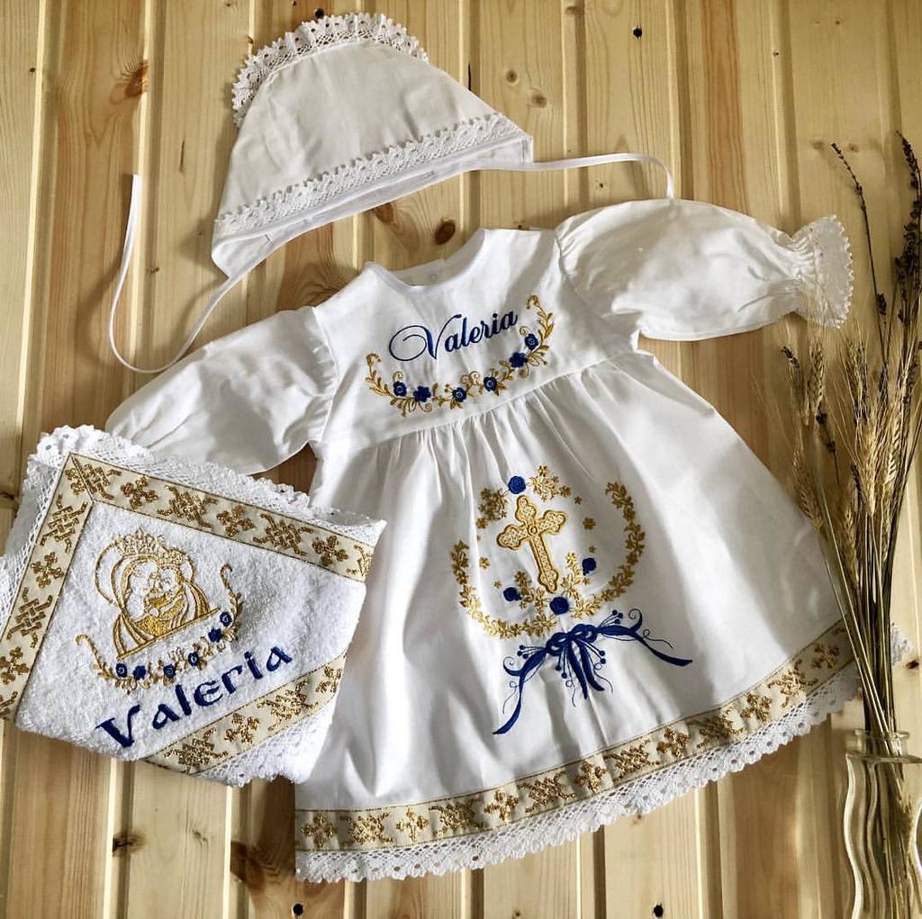 Крестильный набор "Синие цветы"