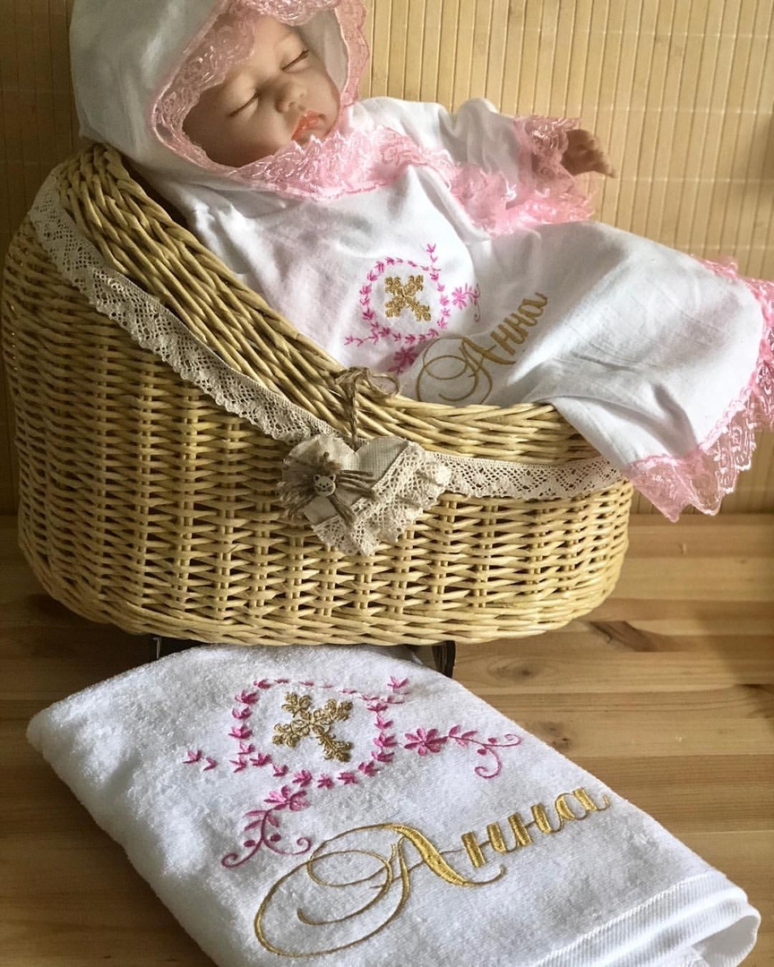 Крестильный набор "Крестик в веночке"