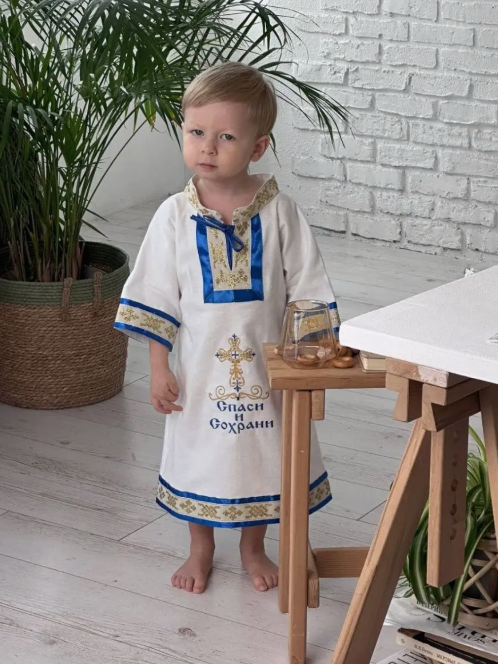 Крестильная рубашка с воротом