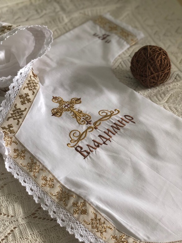 Крестильная рубашка "Церковная тесьма"