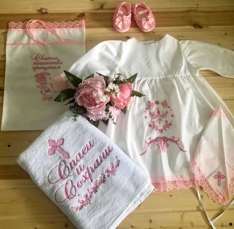 Крестильный набор "Розовые розы"