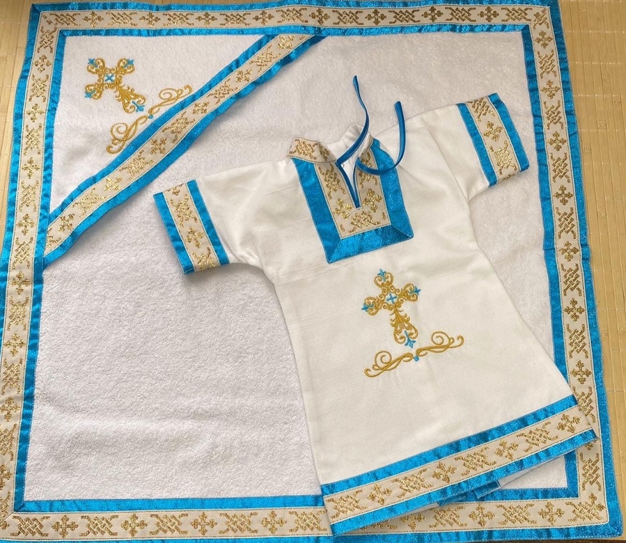 Крестильный набор "Золотая бирюза"