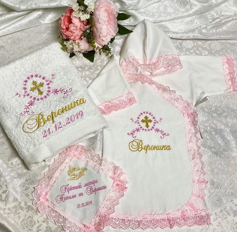 Крестильный набор "Малиновый венок"