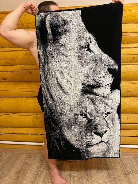 Полотенце махровое "Львы" 70х130 см