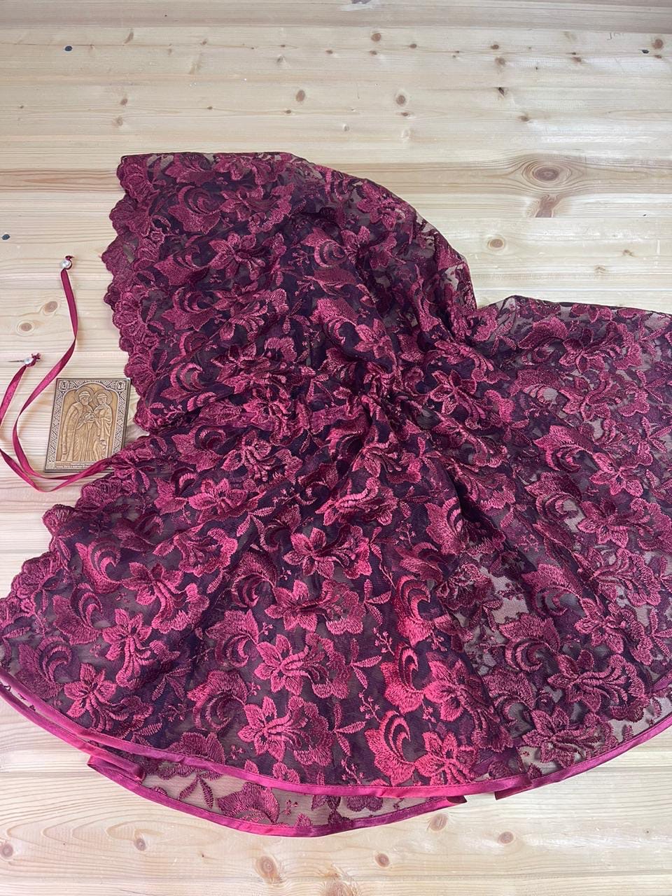 Церковный капюшон "Кружевной" бордо