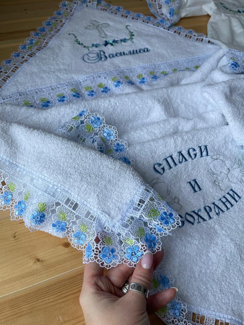 Крыжма махровая с уголком "Васильки"