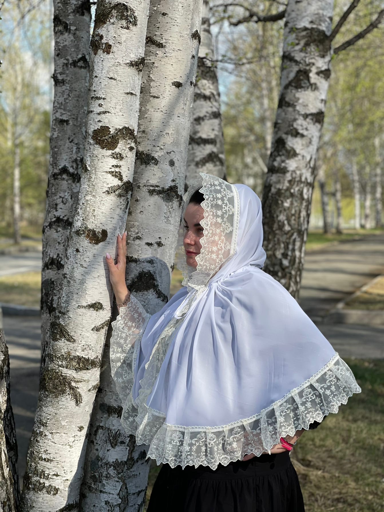 Церковный капюшон "Роскошь" бежевое кружево