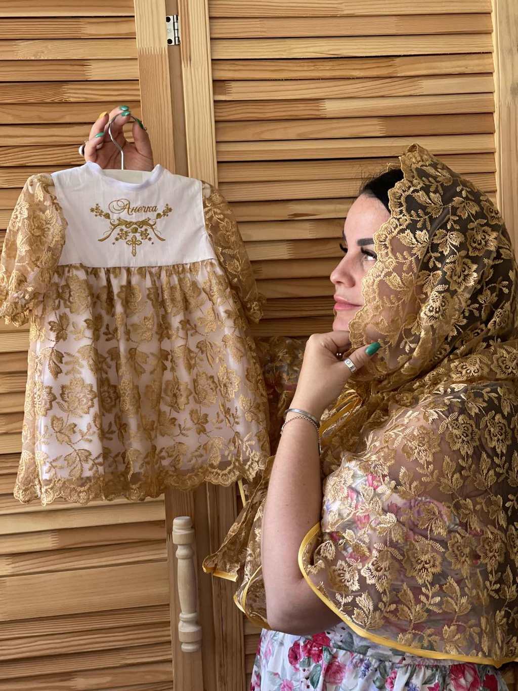 Крестильное платье "Кружевное золото"