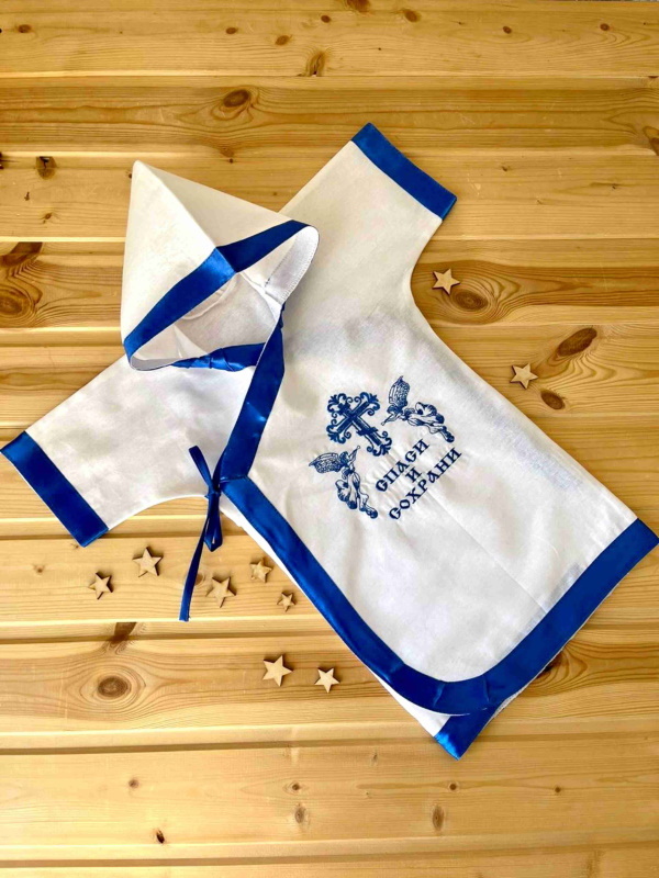 Крестильная рубашка "Синяя лента"