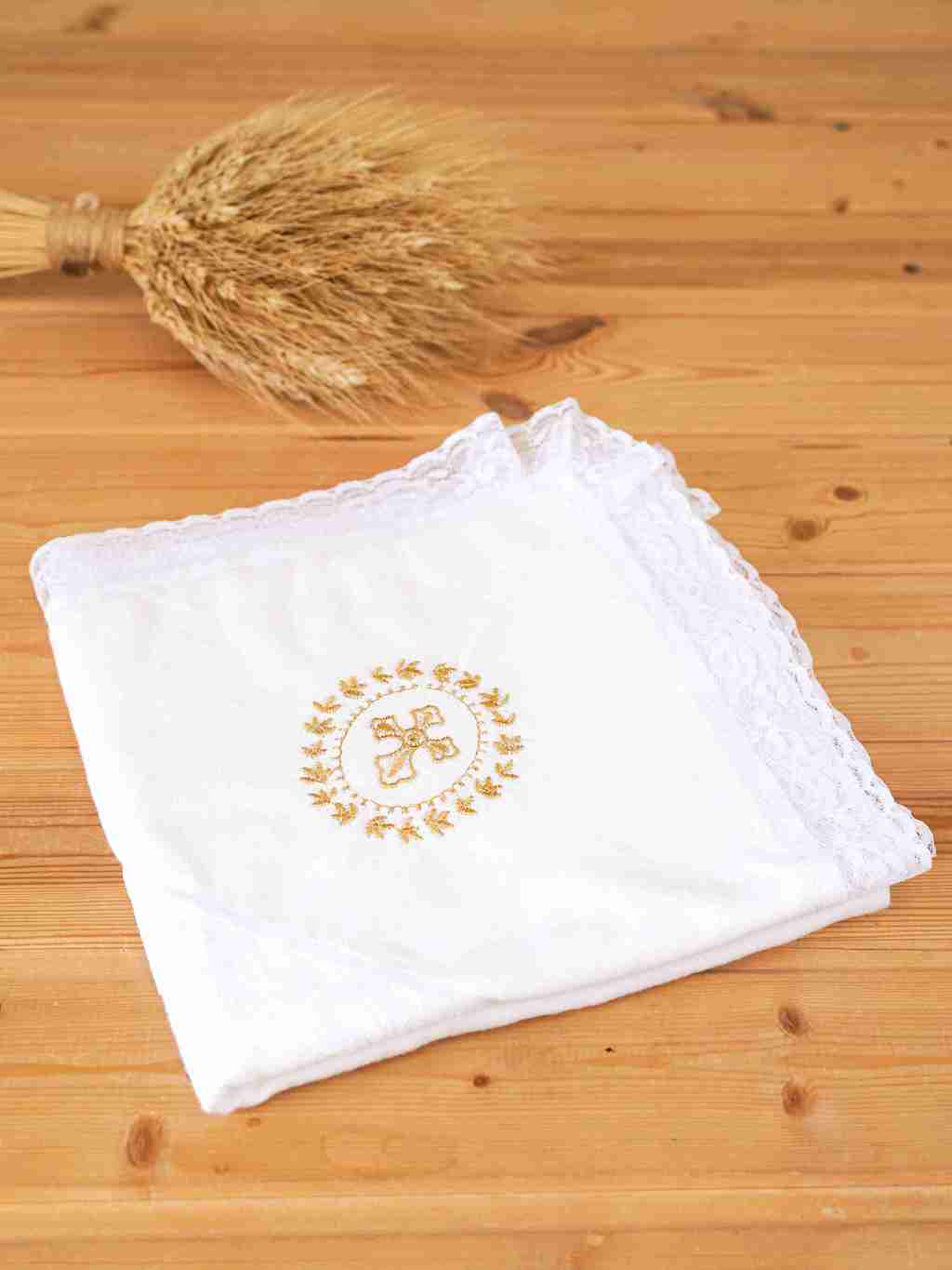 Фланелевая пеленка с уголком Золотой крестик
