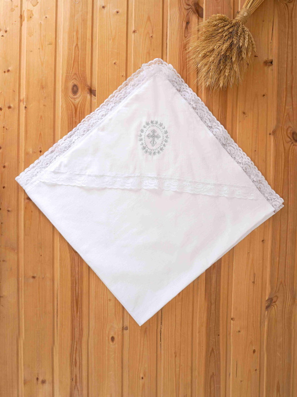 Фланелевая пеленка с уголком Серебряный крестик