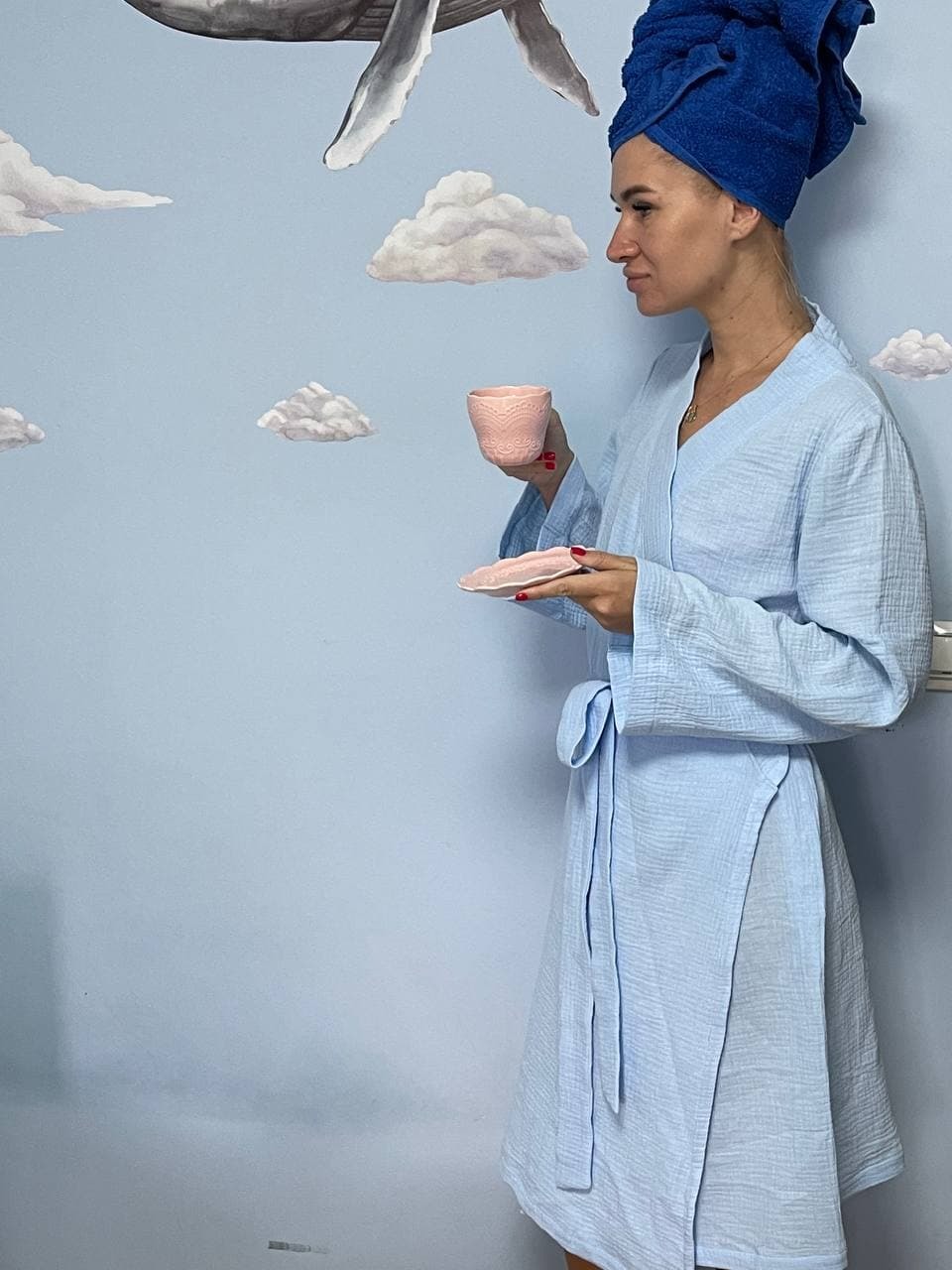 Именной  женский  халат из муслина