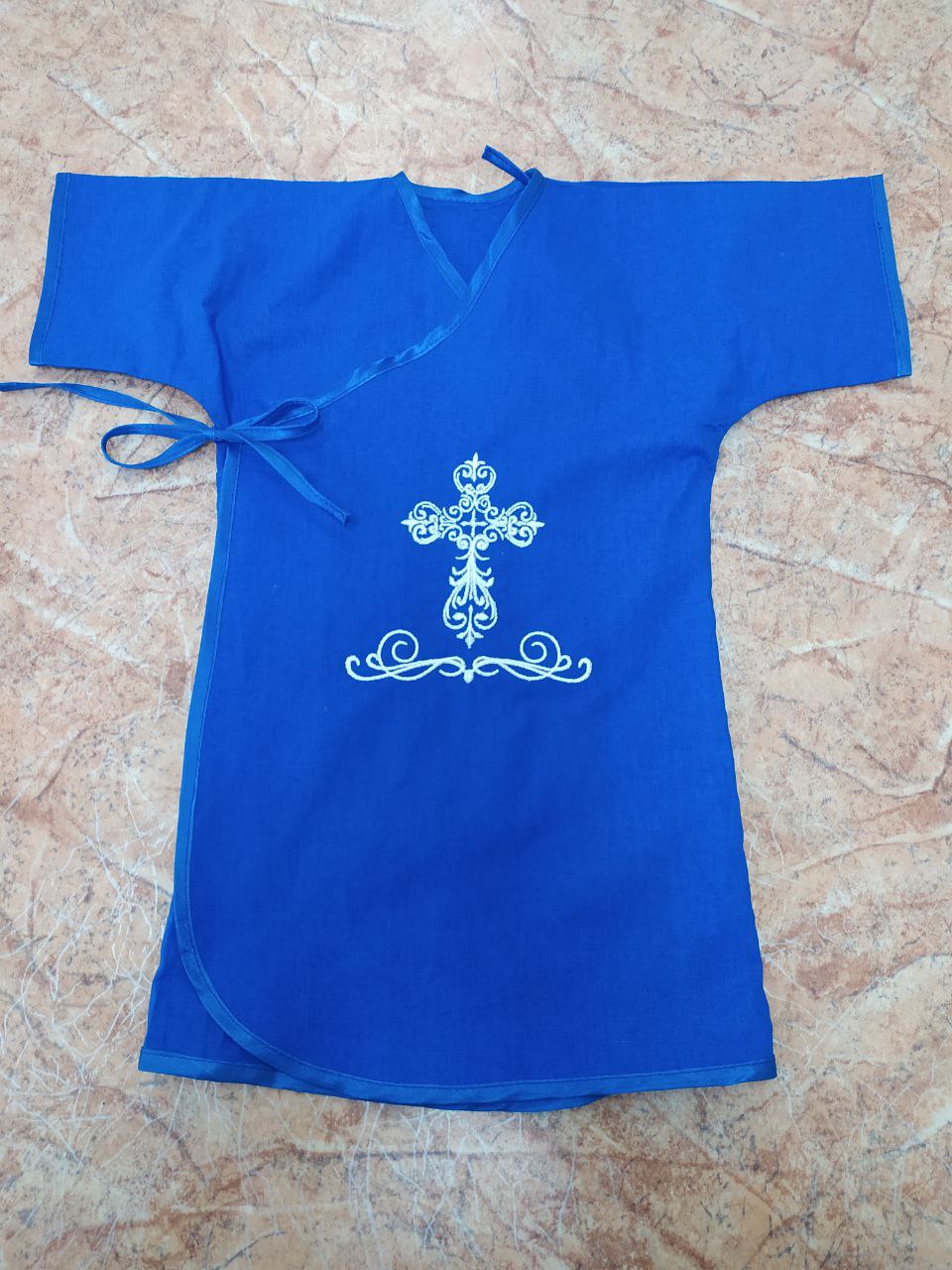 Крестильная рубашка синяя